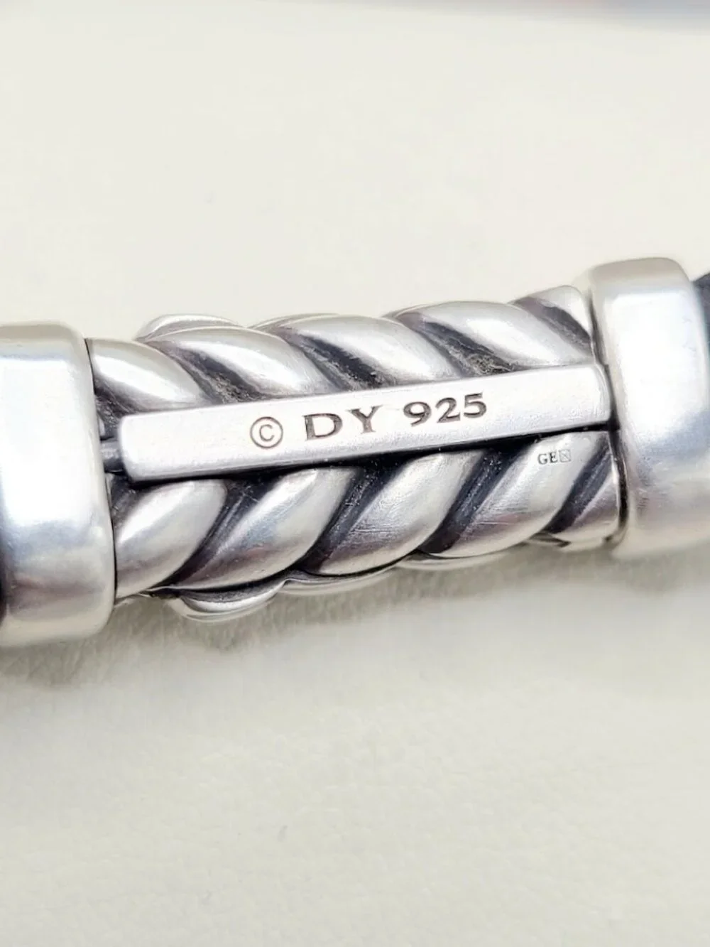David Yurman Chevron Bracelet in Black Rubber w/ Pavé Black Diamonds, 9mm Sz Sm